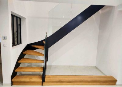 Escalier acier+bois